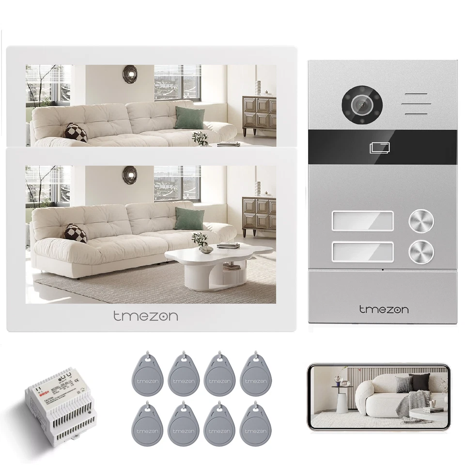 2 Familien WLAN Video Türsprechanlage Gegensprechanlage Nachtsicht mit 12V Tafo