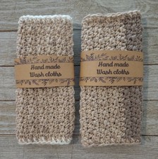 handmade crochet washcloths wash cloth spa bath reusable blush pink brown #4