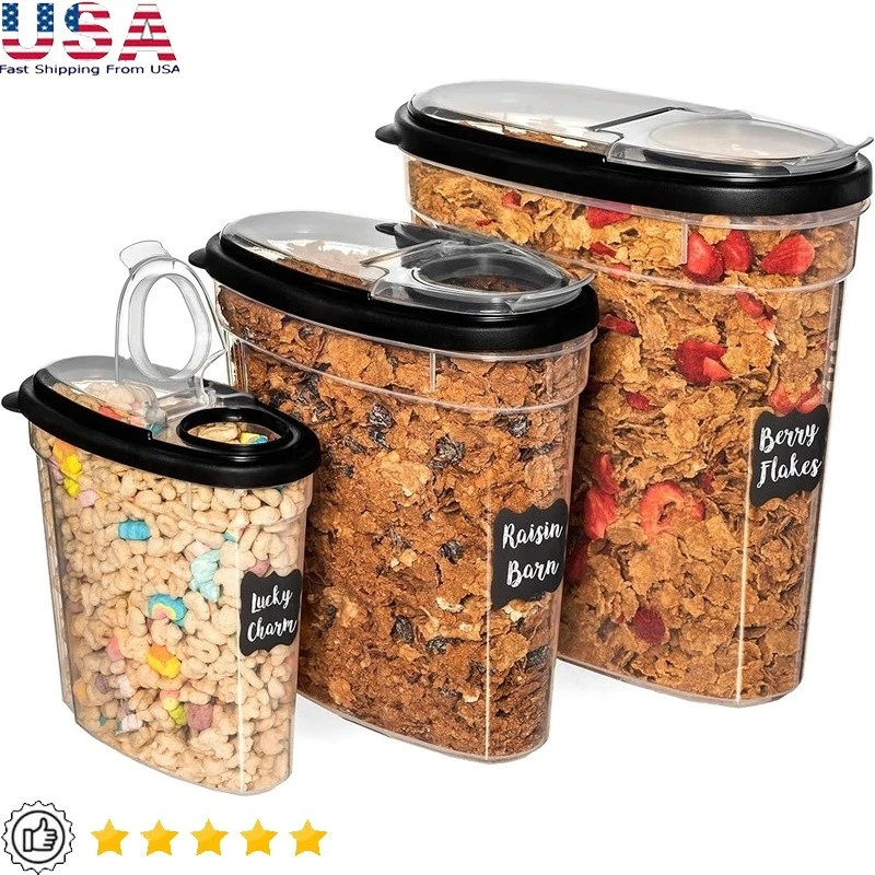 Airtight Food Storage Containers Set Cereal Rice Flour Pasta Pantry Organizer US