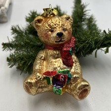 Old World Christmas Bear With Toy Blocks With Price Tag