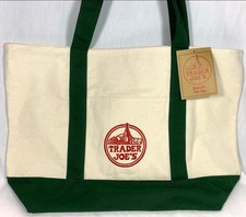 Trader Joe  s Canvas Tote Shopping Bag - LARGE GREEN - NEW with TAGS