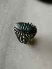 Antique Rare  Silver Occult Snake  Ring With Green Jasper Stone US- 8