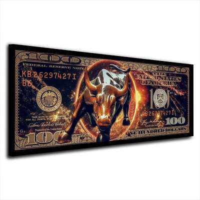 Leinwandbild Wandbild Pop Art Stier Börse Wallstreet Dollar Style Big Money XL K