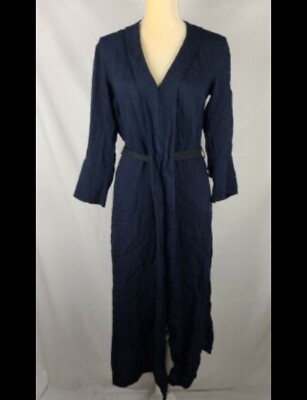 ZARA BASIC Women's Sheath V- Neck Long Sleeves Strap Maxi Dress Size M Navy Blue