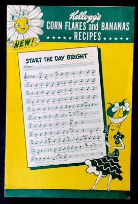 1945 Kellogg s Corn Flakes And Bananas Recipes Advertising Brochure Michigan