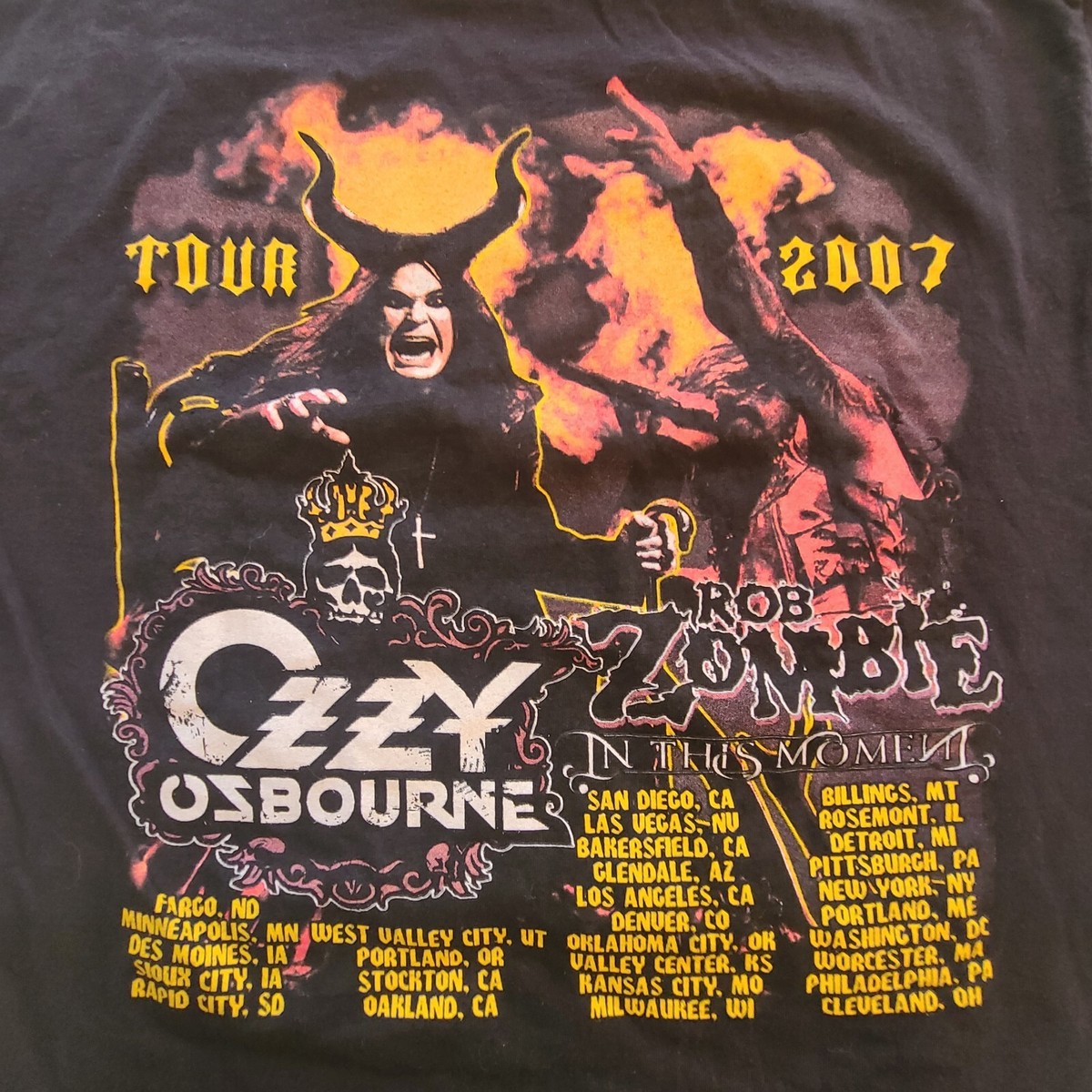 OZZY OSBORNE ROB ZOMBIE バンド Tシャツ Vintage Ozzy Osbourne Rob Zombie 2001 Tour T Shirt XL | eBay
