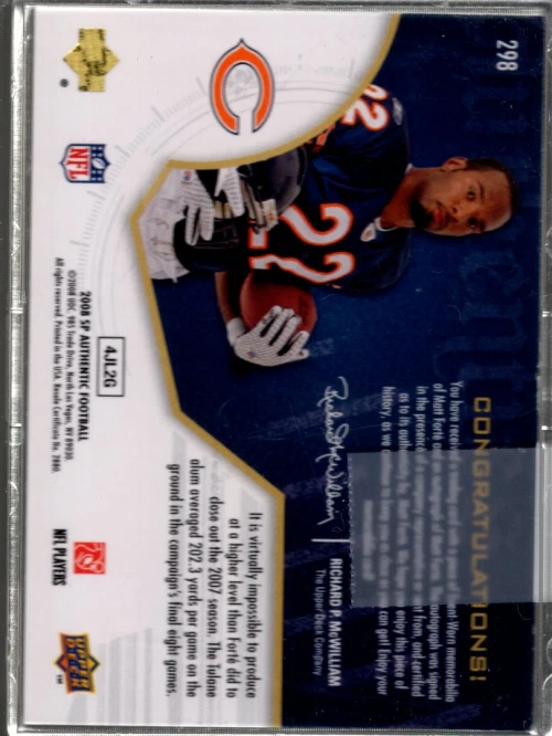 A9670- 2008 SP Authentic #298 Matt Forte RC Auto Jersey /999 SAMPLE - Image 2 of 2
