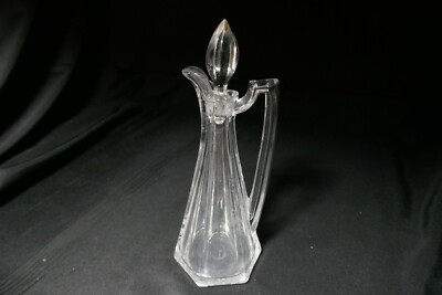 Jefferson & Central Glass Krys-tol Cruet Clear NOS EAPG 8 3/4 '' T ca 1907-1920's