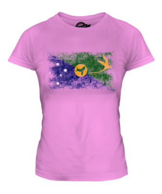CHRISTMAS ISLAND DISTRESSED FLAG LADIES T-SHIRT TOP FOOTBALL GIFT SHIRT CLOTHING