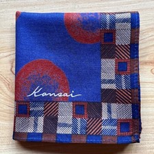 HANDKERCHIEF VINTAGE JAPAN ART GEOMETRIC COTTON MEN'S POCKET SQUARE 17" B0098