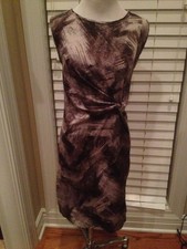Vera Wang Simply Vera Ruched Brown Taupe Wiggle dress Size S