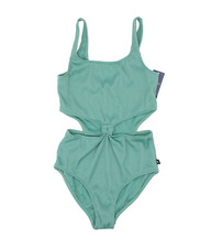 abercrombie kids L61135 Green Ribbed Knot Front One-Piece Swimsuit Size 13/14
