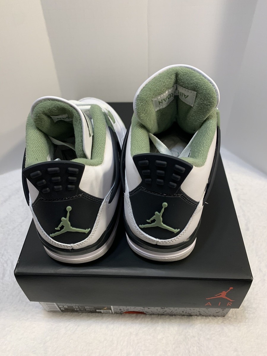 Nike Air Jordan 4 Retro White Oil Green Size 6 Women 4.5 Men