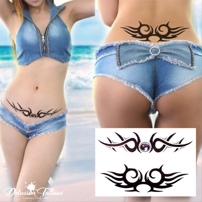 Tribal Temporäres Tattoo, Set Von 2, Black Ink, Keltisch, Arm, Mens, Damen, Kids