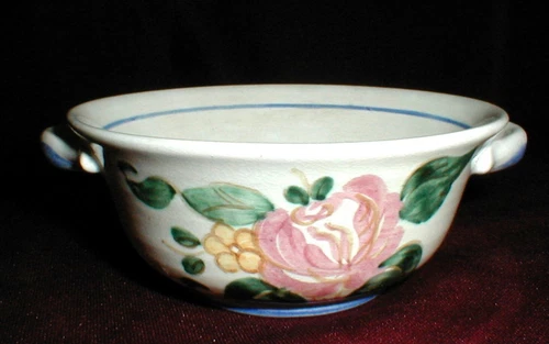 Red Wing Pottery Provincial Rose ORLEANS Handled Cream Soup Bowl - No Lid