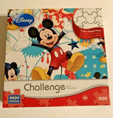 MEGA PUZZLES Disney MICKEY MOUSE Custom Shapes 500 Piece Jigsaw Puzzle  tb11j