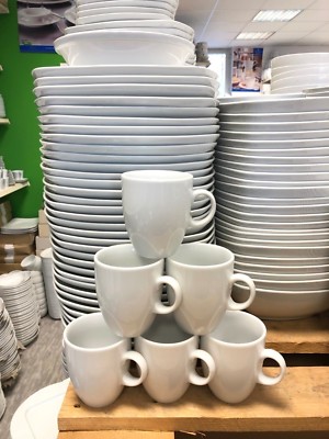 6er Set weiße Kaffeetassen Tassen Becher zum bemalen ca 300 ml