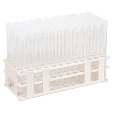 60 Tube - 16x150mm Clear Plastic Test Tube Set with Caps and Rack