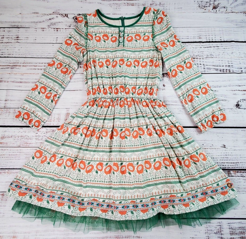 Vestido Matilda Jane 435 Spirited Song Tween Girl 14 Blanco Naranja Floral Tul Foto 2 de 4