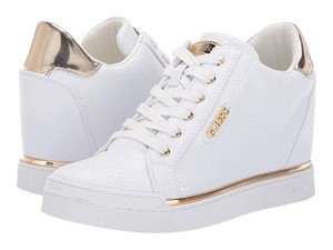 guess shoes white and gold