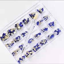 Nail Art Decoration BLUE Stones with Pen, Cristals BIG BOX (470 Aprox)