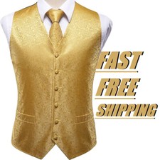 Hi-Tie Mens Waistcoat Silk Paisley Floral Adjustable Waistcoat Vest ONLY NWT
