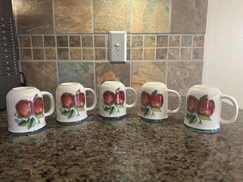 Set of 5 China Pearl Fine APPLES (CASUALS) Coffee Cups-Excellent Condition