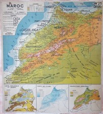 🌍 Ancienne carte scolaire Delagrave Gibert 24-25, 1940 – Maroc, Algérie