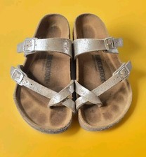 Birkenstock Mayari Birko-Flor Criss-Cross Straps Silver Comfort Sandals Size 6