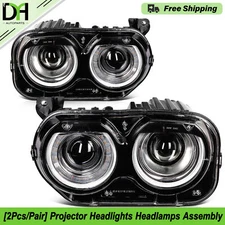 PAIR/2PCS Factory Halogen Headlight Headlamp W/ DRL For 2015-23 Dodge Challenger