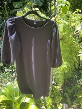 ANN TAYLOR Black DRESS Puff Sleeve Shift Knee Length 3/4 Sleeve XS Fall Party