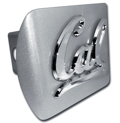 cal uc berkeley logo brushed chrome trailer hitch cover made in usa