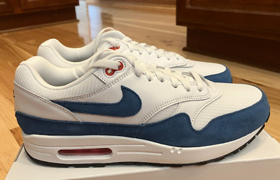 Nike By You Air Max 1 White Dark Blue Red FQ8790 900 Women's 12 Men's 10.5