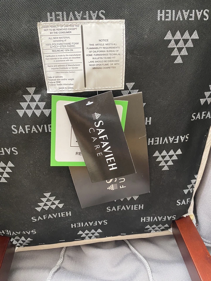 SAFAVIEH ADRIANNA 19" LINEN COVER CHAIR ARCTIC GREY CHERRY MAHOGANY $204 Retail - Image 4 of 4