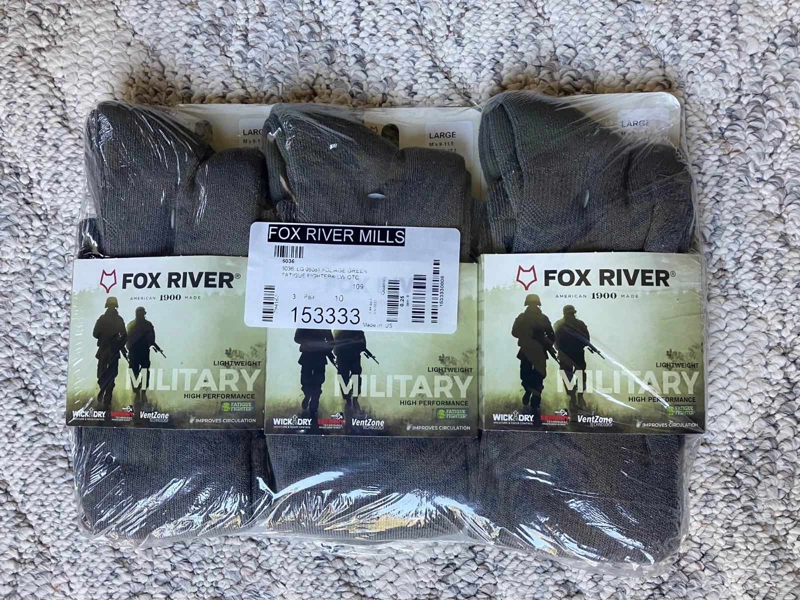 3 Pack Fox River Fatigue Fighter Compression Boot Socks, Color Green, Size L