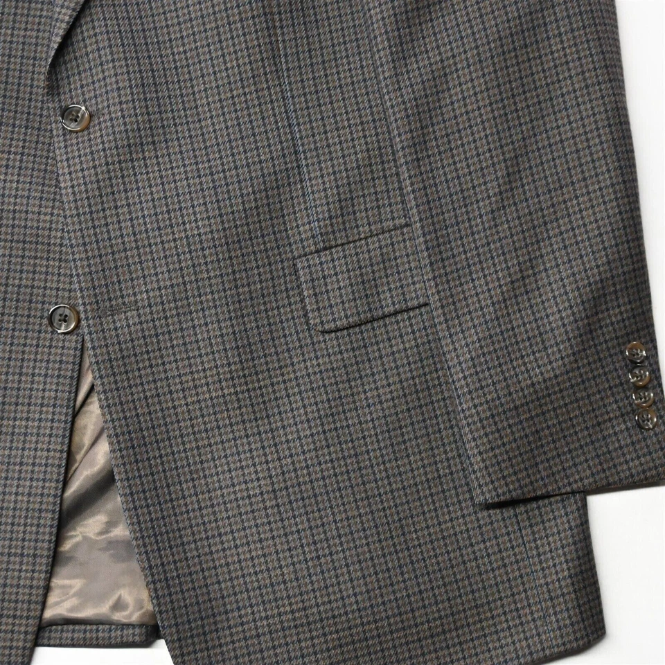 Roundtree & Yorke 42L Marrón Azul Lana Franela Hombres Blazer Traje Chaqueta Abrigo Deportivo Foto 3 de 4