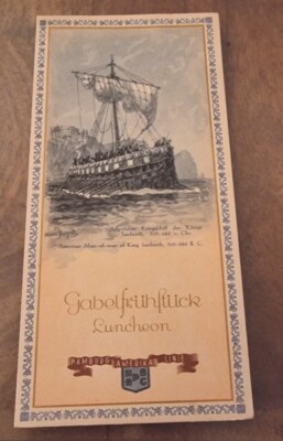1936 S.S.Reliance Menu 4/2 Hamburg America Line 