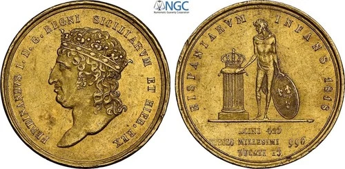 ITALY Naples Ferdinando I 15 Ducats GOLD 1818 NGC MS 61