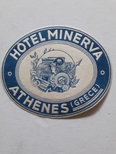 Hotel Minerva ( Athenes) GRECE  DECO Deco Luggage Label .