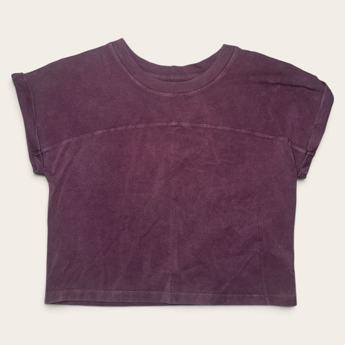 OFFLINE by Aerie Women's Purple Solid Crew Neck Cropped Knit T-Shirt Size M