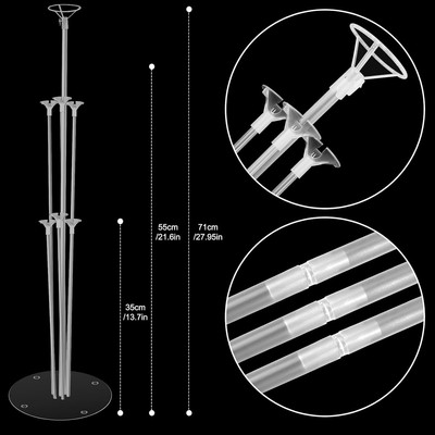 Voircoloria Black And Gold 6 Sets Balloon Stand Kits, Balloon Sticks With Base For