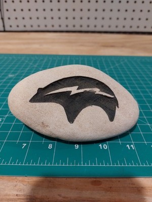 Large Zuni Fetish Bear Stone Carving Rock 2001 Unknow Signature Double Sided
