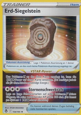 Erd-Siegelstein 154/195 HOLO Silberne Sturmwinde Pokemon Karte Deutsch