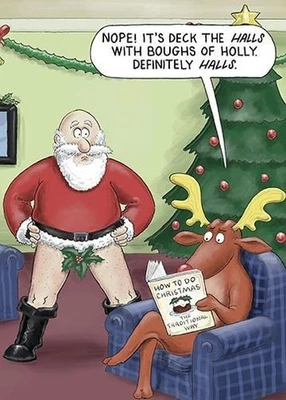 PAPERLINK Funny Christmas Card Deck the Halls Holly Joke - Humorous Festive Xmas Card