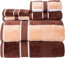 6 Piece Bathroom Towels Set 525 GSM 100 Cotton Bathroom Accessories 2 Bath