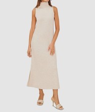 MSK Women's Beige Midi Turtleneck Sweater Dress Size: M