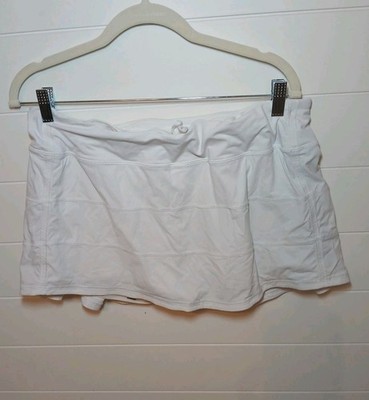 Lululemon Women's Pace Rival Skort Off White Lined Mid Rise Golf Tennis Size 12