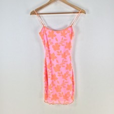 Princess Polly womens mini slip dress 4 pink floral stretch bodycon 116742