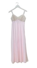 Vintage 60s Lisette Nightgown Slip Peignoir Lingerie Chiffon Lace Chemise Pink
