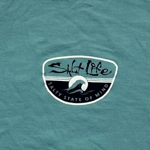 Salt Life Graphic Print T-Shirt Mens Medium Blue Teal Preshrunk Cotton Surfing image 5